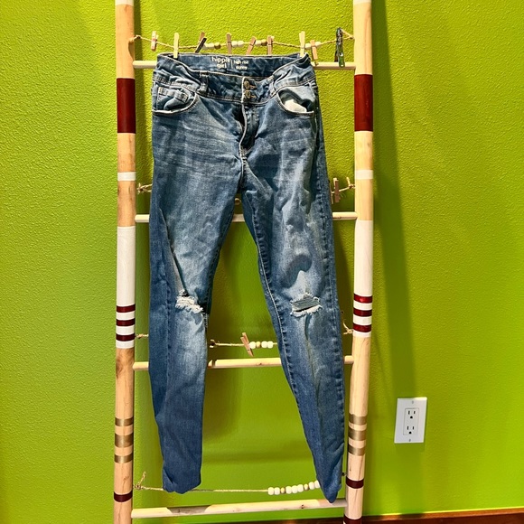 Blue Ripped Skinny Jeans Kids Size 12 - Picture 1 of 2